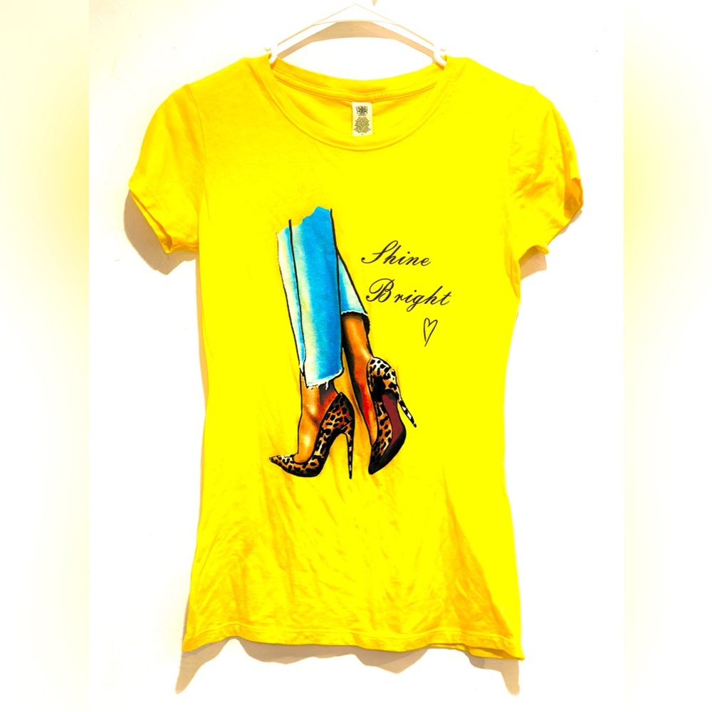 “Shine Bright” Denim Jeans & Leopard High Heels Graphic Tee SZ SMALL